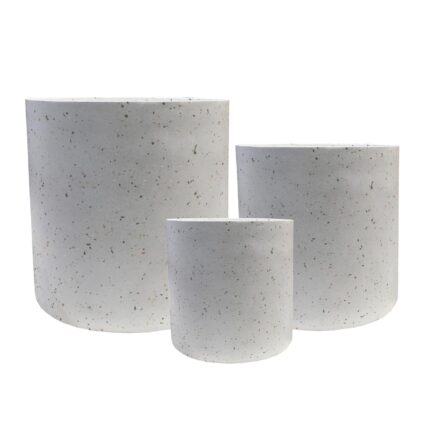 Supergreens Γλάστρα Πήλινη Κύλινδρος "Celestia" Λευκό Terrazzo M 33x33x29 εκ.