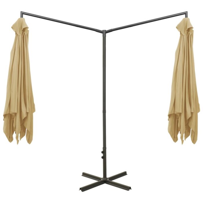 Ομπρέλα Κήπου Διπλή Taupe 600 x 300 εκ. με Ατσάλινο Ιστό - Image 4