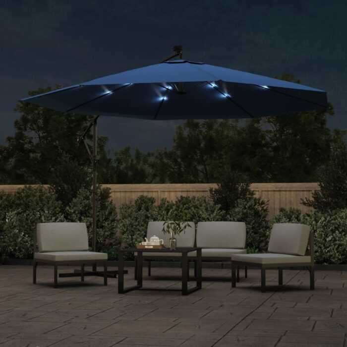 Ομπρέλα Κρεμαστή Κήπου με LED Μπλε 350 εκ. - Image 3