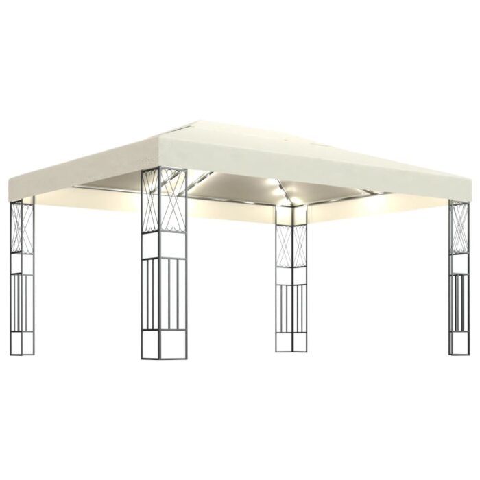 Κιόσκι με Φωτάκια LED Κρεμ 3 x 4 μ. Υφασμάτινο - Image 2