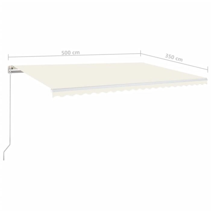 Τέντα Συρόμενη Χειροκίνητη με LED Κρεμ 500 x 350 εκ. - Image 7