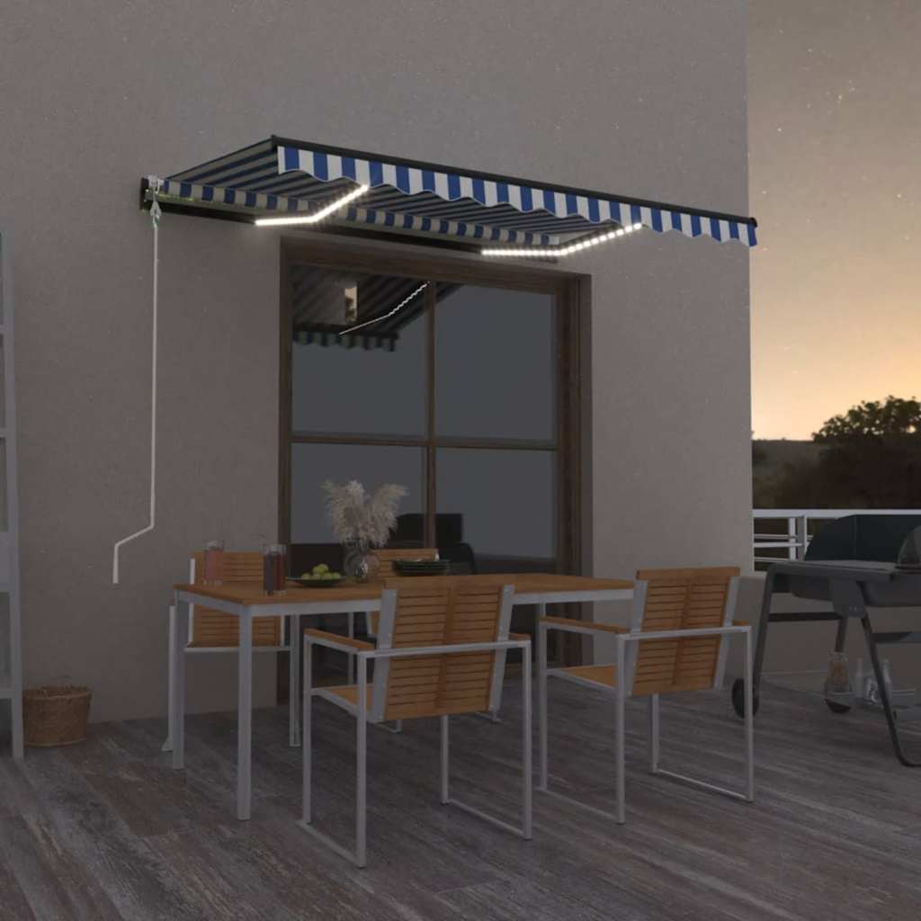 vidaXL Τέντα Αυτόματη με LED & Αισθητήρα Ανέμου Μπλε/Λευκό 350x250 εκ. vidaXL Τέντα Αυτόματη με LED & Αισθητήρα Ανέμου Μπλε/Λευκό 350x250 εκ.