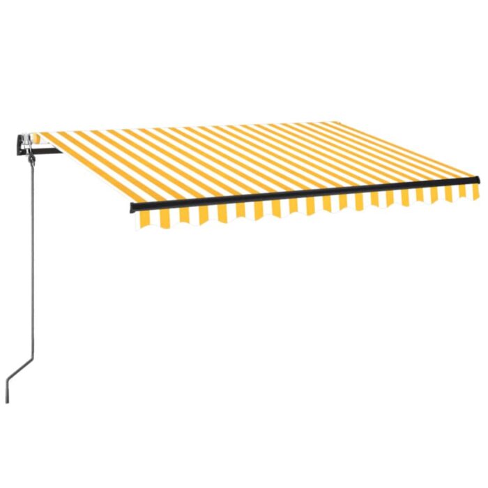 Τέντα Αυτόματη με LED & Αισθ. Ανέμου Κίτρινο/Λευκό 350x250 εκ. - Image 2