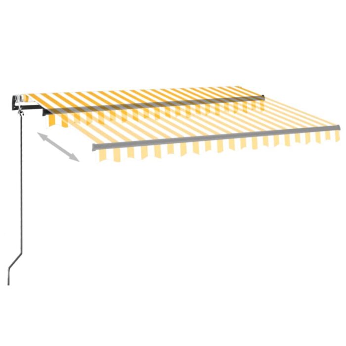 Τέντα Αυτόματη με LED & Αισθ. Ανέμου Κίτρινο/Λευκό 350x250 εκ. - Image 3