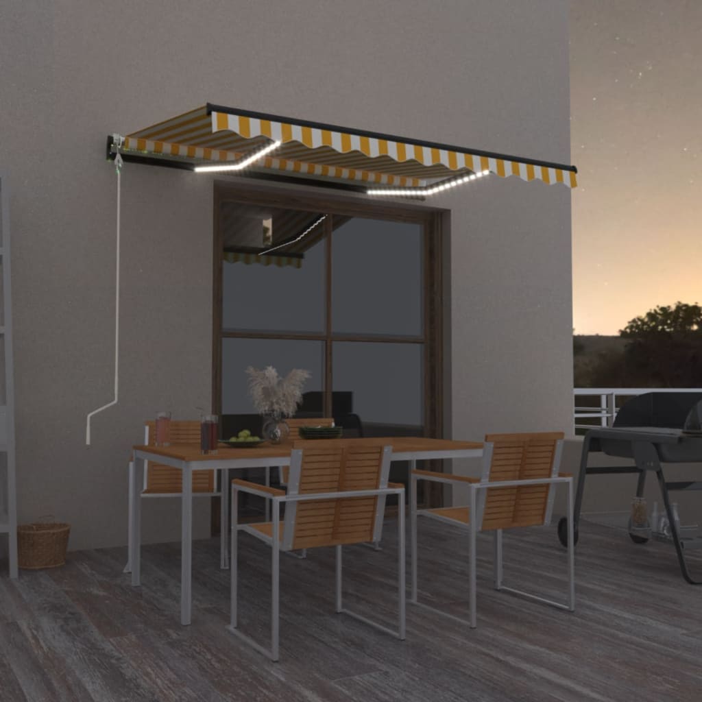 vidaXL Τέντα Αυτόματη με LED & Αισθ. Ανέμου Κίτρινο/Λευκό 350x250 εκ. vidaXL Τέντα Αυτόματη με LED & Αισθ. Ανέμου Κίτρινο/Λευκό 350x250 εκ.