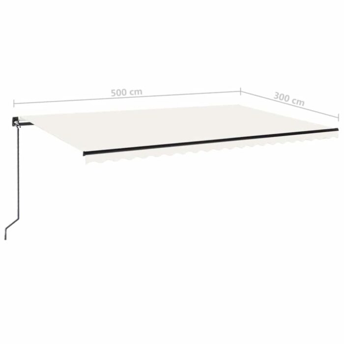 Τέντα Συρόμενη Χειροκίνητη με LED Κρεμ 500 x 300 εκ. - Image 7