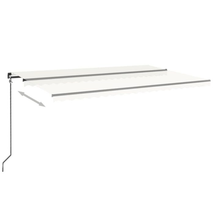 Τέντα Συρόμενη Χειροκίνητη με LED Κρεμ 500 x 350 εκ. - Image 3
