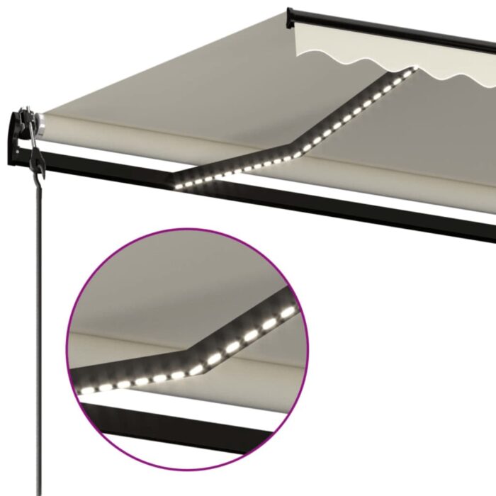 Τέντα Αυτόματη με LED & Αισθητήρα Ανέμου Κρεμ 500x350 εκ. - Image 5