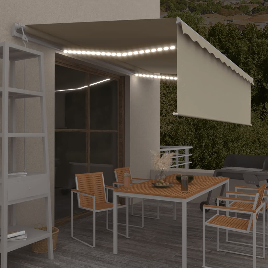 vidaXL Τέντα Αυτόματη με Σκίαστρο/LED/Αισθ. Ανέμου Κρεμ 5 x 3 μ. vidaXL Τέντα Αυτόματη με Σκίαστρο/LED/Αισθ. Ανέμου Κρεμ 5 x 3 μ.