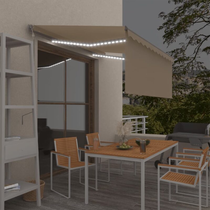vidaXL Τέντα Αυτόματη με Σκίαστρο/LED/Αισθ. Ανέμου Κρεμ 3 x 2