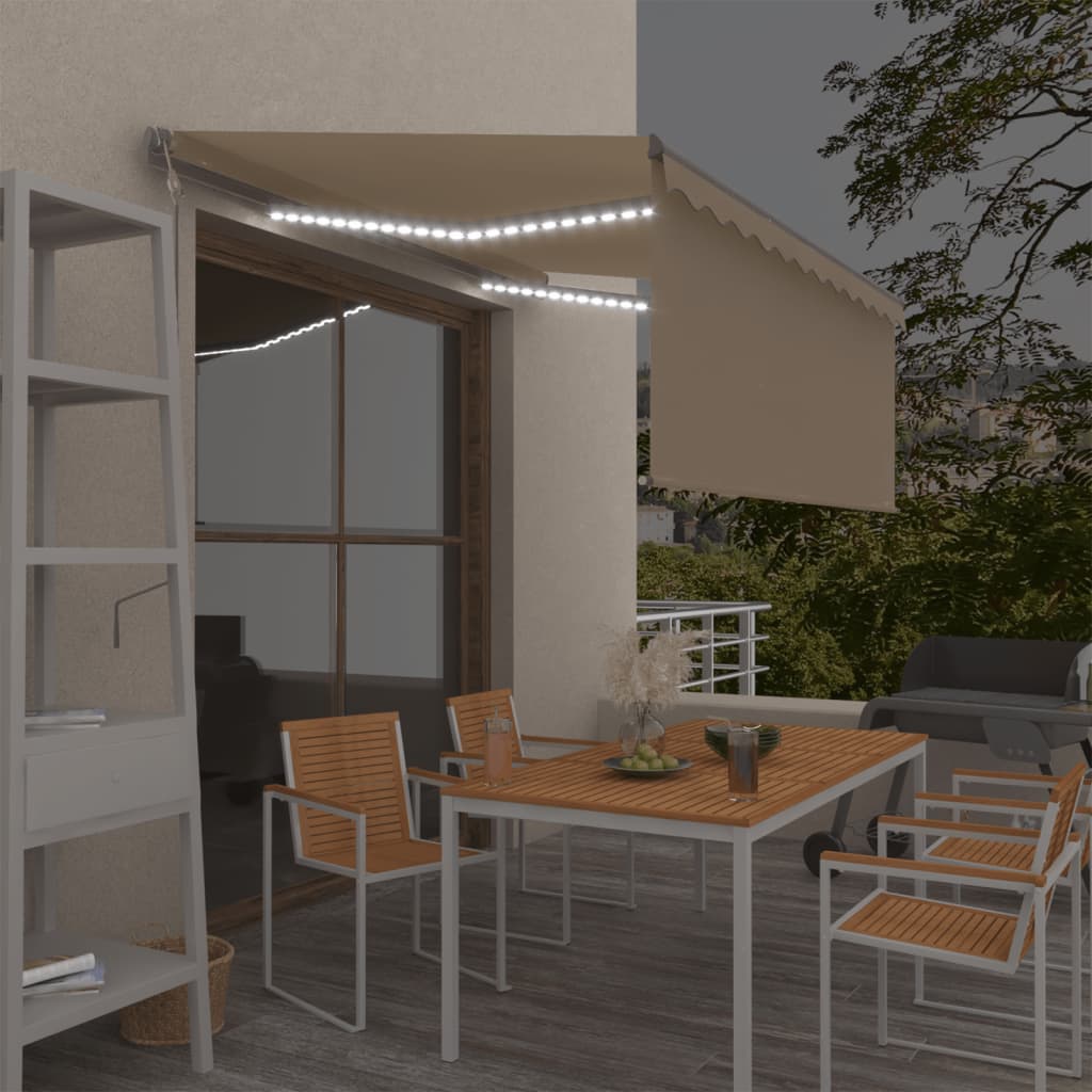 vidaXL Τέντα Αυτόματη με Σκίαστρο/LED/Αισθ. Ανέμου Κρεμ 3 x 2 vidaXL Τέντα Αυτόματη με Σκίαστρο/LED/Αισθ. Ανέμου Κρεμ 3 x 2