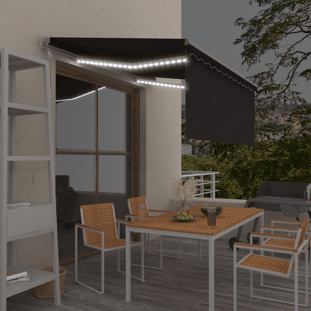 vidaXL Τέντα Αυτόματη με Σκίαστρο/LED/Αισθ. Ανέμου Ανθρακί 3 x 2 vidaXL Τέντα Αυτόματη με Σκίαστρο/LED/Αισθ. Ανέμου Ανθρακί 3 x 2