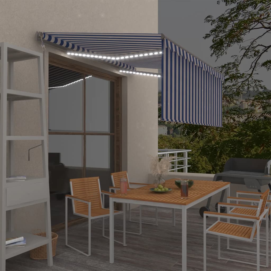 vidaXL Τέντα Αυτόμ. με Σκίαστρo/LED/Αισθ. Ανέμου Μπλε/Λευκό 3 vidaXL Τέντα Αυτόμ. με Σκίαστρo/LED/Αισθ. Ανέμου Μπλε/Λευκό 3