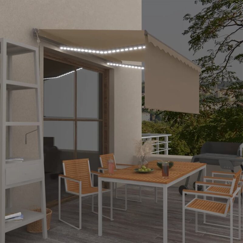 vidaXL Τέντα Αυτόματη με Σκίαστρο/LED/Αισθ. Ανέμου Κρεμ 3