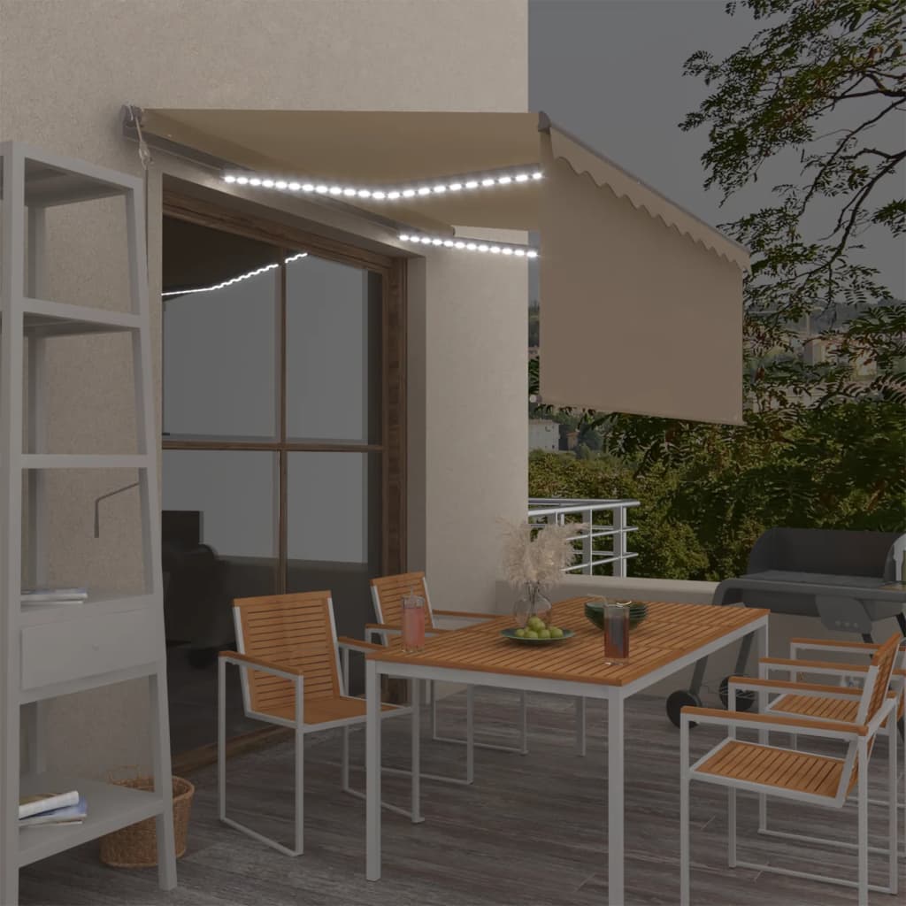 vidaXL Τέντα Αυτόματη με Σκίαστρο/LED/Αισθ. Ανέμου Κρεμ 3 vidaXL Τέντα Αυτόματη με Σκίαστρο/LED/Αισθ. Ανέμου Κρεμ 3