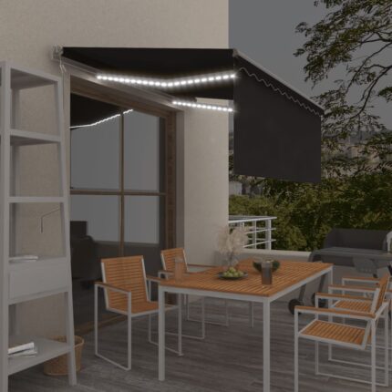 vidaXL Τέντα Αυτόμ. με Σκίαστρo/LED/Αισθ. Ανέμου Ανθρακί 3