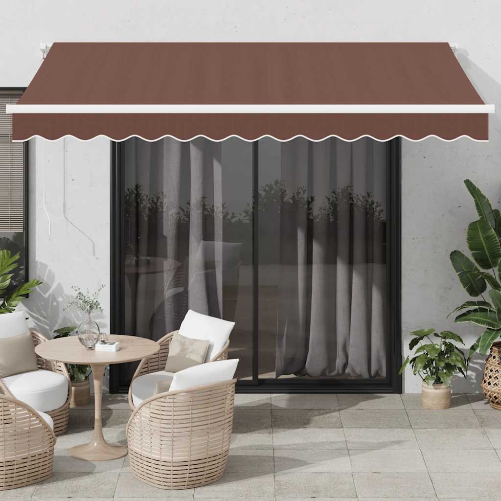vidaXL Τέντα Πτυσσόμενη Χειροκίνητη με LED Καφέ 350x250 εκ. vidaXL Τέντα Πτυσσόμενη Χειροκίνητη με LED Καφέ 350x250 εκ.