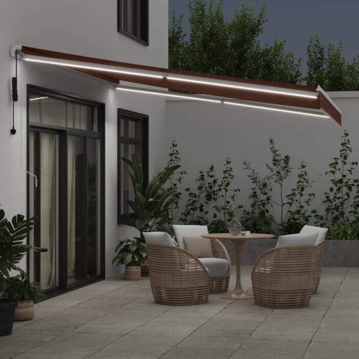 Τέντα Πτυσσόμενη Αυτόματη με LED Καφέ 400x350 εκ. - Image 3