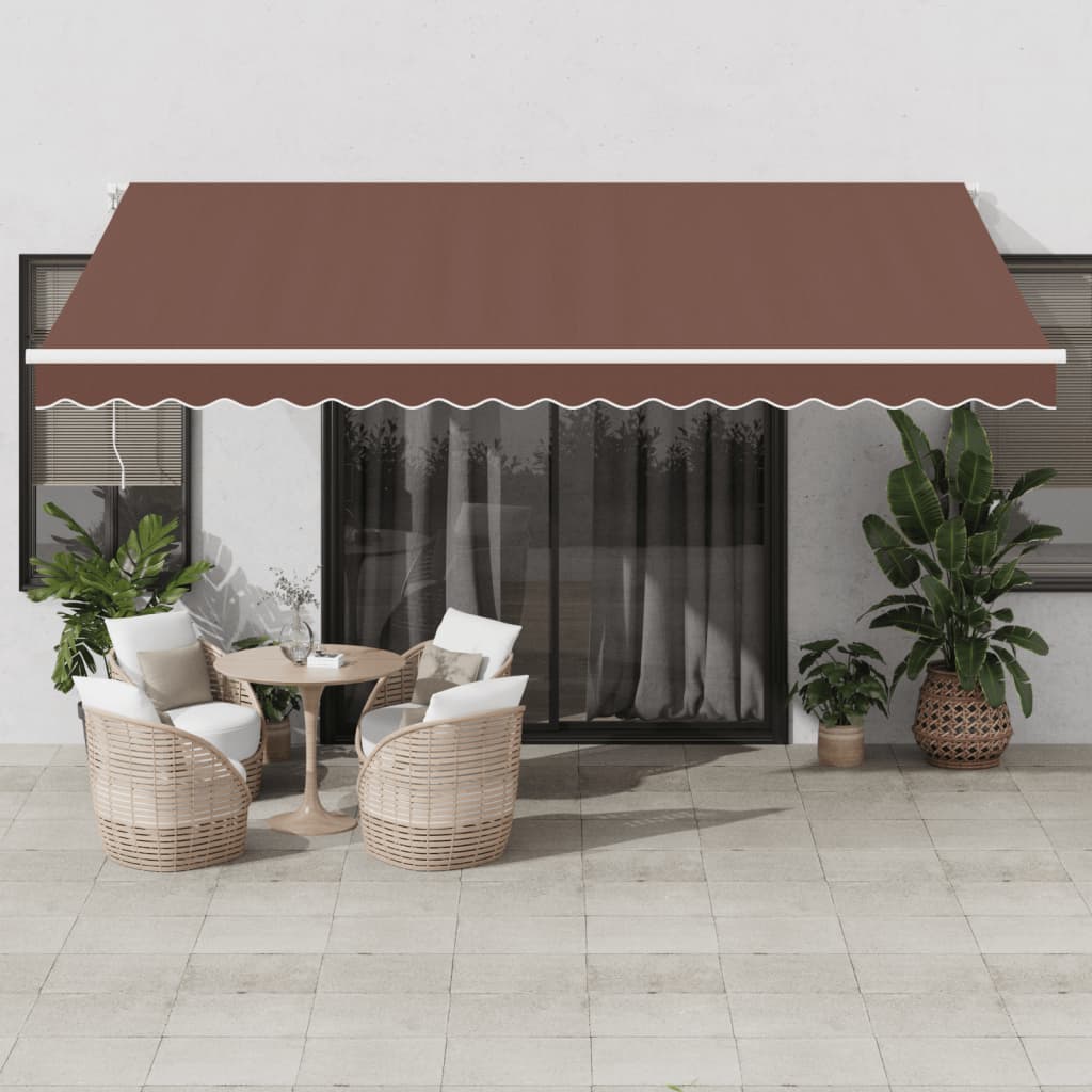 vidaXL Τέντα Πτυσσόμενη Χειροκίνητη με LED Καφέ 450x350 εκ. vidaXL Τέντα Πτυσσόμενη Χειροκίνητη με LED Καφέ 450x350 εκ.