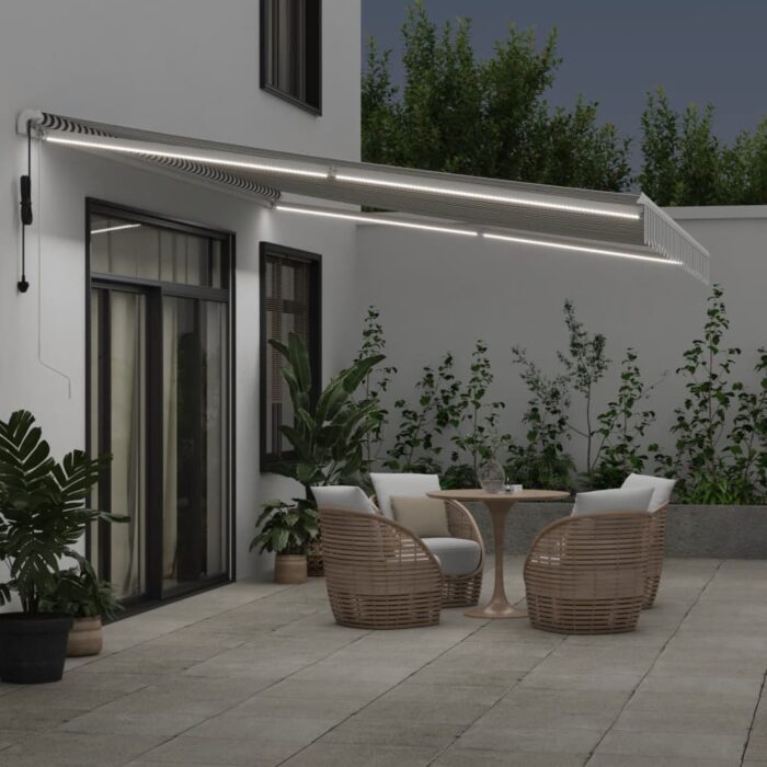 Τέντα Πτυσσόμενη Αυτόματη με LED Ανθρακί / Λευκή 500x350 εκ. - Image 3