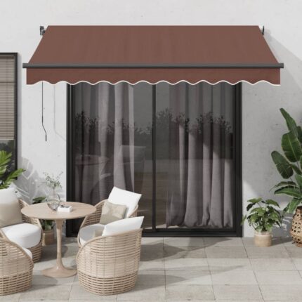 vidaXL Τέντα Πτυσσόμενη Αυτόματη με LED Καφέ 350x250 εκ.