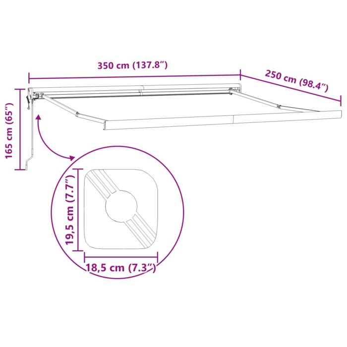 Αντιανεμικό Μπεζ 350 x 250 x 165 εκ. Πολυεστέρας και Αλουμίνιο - Image 7