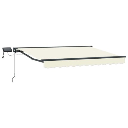 vidaXL Χειροκίνητο πλαίσιο τέντας με LED Κρεμ 3 x 2 m