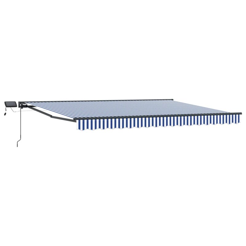 vidaXL Χειροκίνητο πλαίσιο τέντας με LED Μπλε και άσπρο 4 x 3 μ