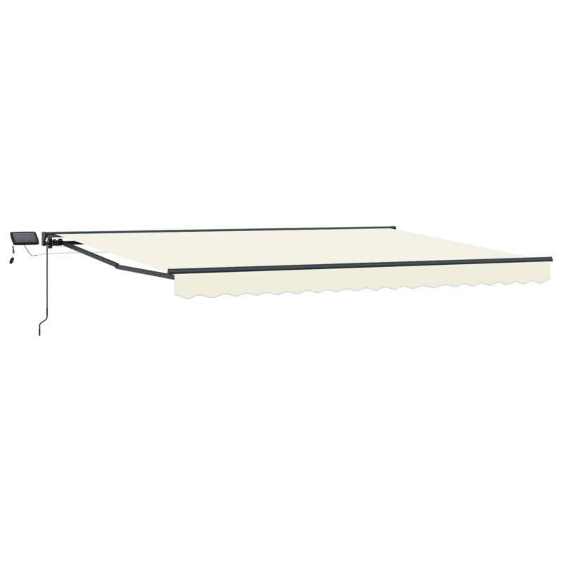 vidaXL Χειροκίνητο πλαίσιο τέντας με LED Κρεμ 5 x 3