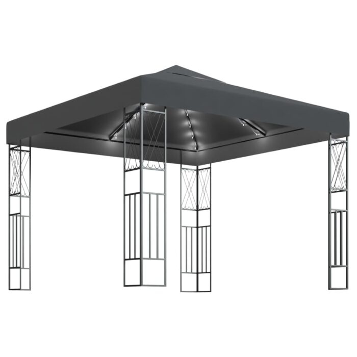 Κιόσκι με Φωτάκια LED Ανθρακί 3 x 3 μ. Υφασμάτινο - Image 2