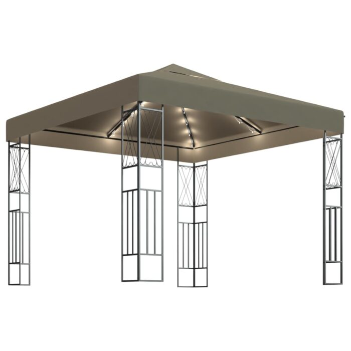 Κιόσκι με Φωτάκια LED Taupe 3 x 3 μ. Υφασμάτινο - Image 2