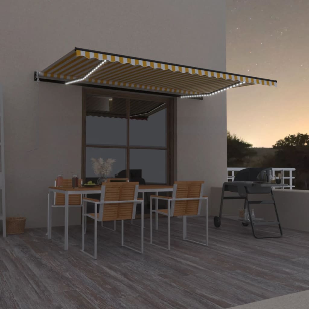 vidaXL Τέντα Αυτόματη με LED & Αισθ. Ανέμου Κίτρινο/Λευκό 500x350 εκ. vidaXL Τέντα Αυτόματη με LED & Αισθ. Ανέμου Κίτρινο/Λευκό 500x350 εκ.