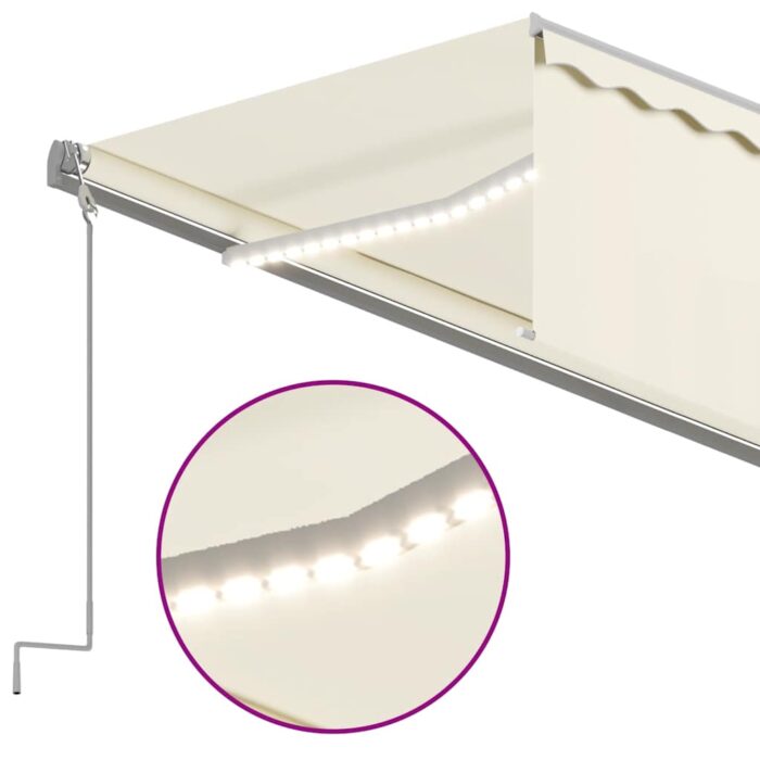 Τέντα Αυτόματη με Σκίαστρο/LED/Αισθητήρα Ανέμου Κρεμ 6 x 3 μ. - Image 5