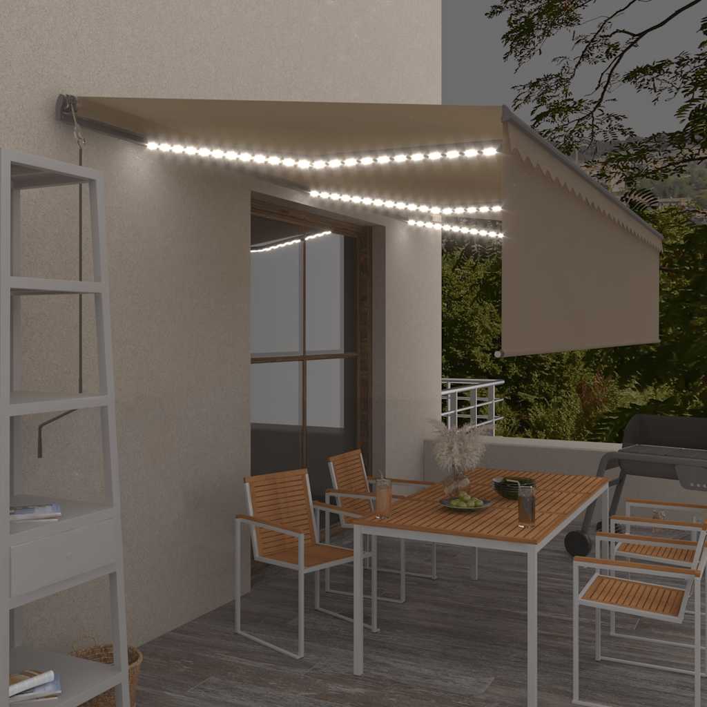 vidaXL Τέντα Αυτόματη με Σκίαστρο/LED/Αισθητήρα Ανέμου Κρεμ 6 x 3 μ. vidaXL Τέντα Αυτόματη με Σκίαστρο/LED/Αισθητήρα Ανέμου Κρεμ 6 x 3 μ.