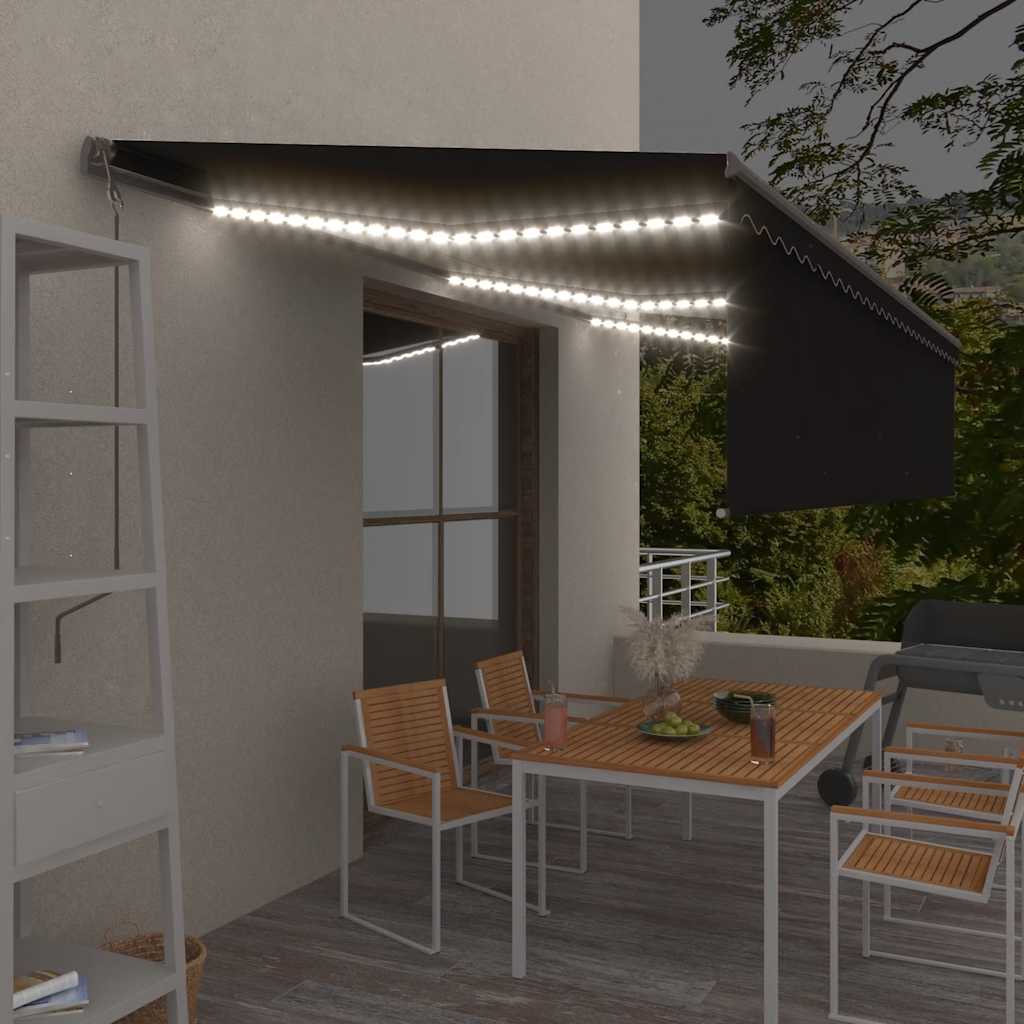vidaXL Τέντα Αυτόματη με Σκίαστρο/LED/Αισθ. Ανέμου Ανθρακί 6 x 3 μ. vidaXL Τέντα Αυτόματη με Σκίαστρο/LED/Αισθ. Ανέμου Ανθρακί 6 x 3 μ.