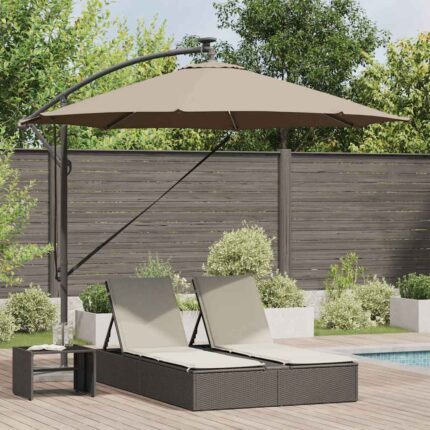 vidaXL Ομπρέλα ηλίου με φώτα λωρίδας LED Taupe 294 x 294 x 248 cm