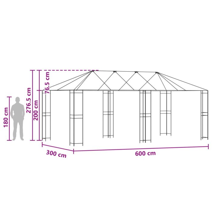 Σκελετός Γκαζebo 6 x 3 m Μαύρο Ατσάλι - Image 7