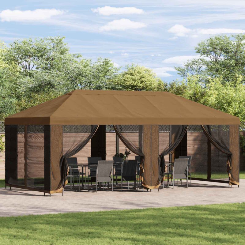 vidaXL Κήπος Γκαζebo 6 x 3 m Μπεζ Πολυεστέρας και Χάλυβας 190