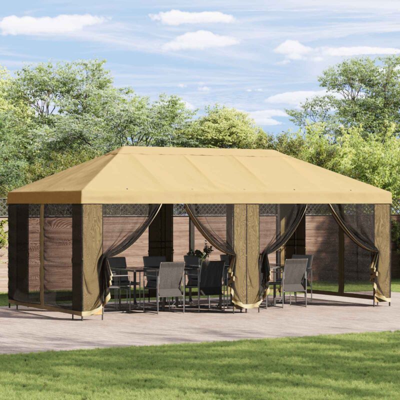 vidaXL Κήπος Γκαζebo 6 x 3 m Κρεμ Πολυεστέρας και Χάλυβας 190