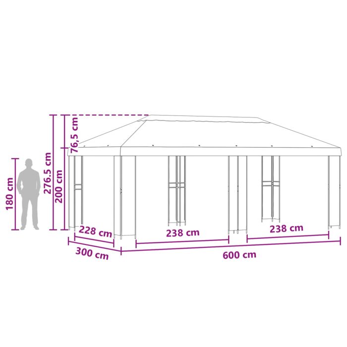 Κήπος Γκαζebo 6 x 3 m Πορτοκαλί Πολυεστέρας και Χάλυβας 190 - Image 7
