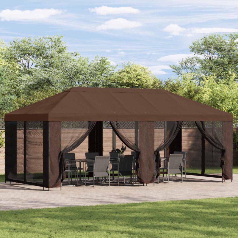 vidaXL Κήπος Γκαζebo 6 x 3 m Καφέ Πολυεστέρας και Χάλυβας 190