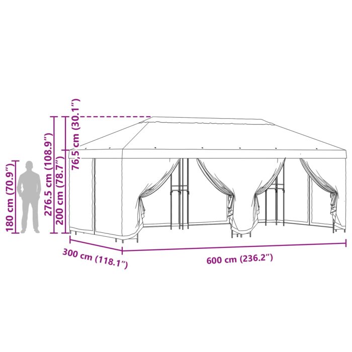 Κιόσκι με Πλαϊνές Τοίχους 6 x 3 m Τερακότα - Image 7