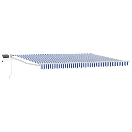 vidaXL Χειροκίνητη αναδιπλούμενη τέντα με LED Μπλε και άσπρο 4 x 2 m