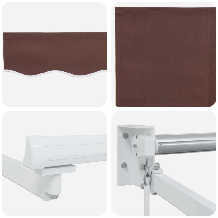 Χειροκίνητη αναδιπλούμενη τέντα με LED Καφέ και Λευκό 5 x 3 m - Image 7