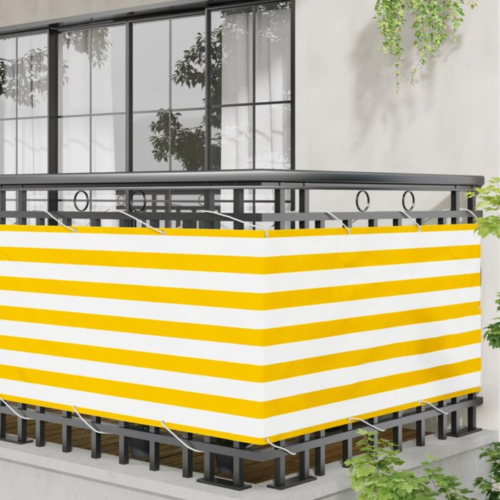 Οθόνη Μπαλκονιού Κίτρινο και Λευκό 75 x 200 cm - Image 3