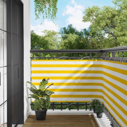 vidaXL Οθόνη Μπαλκονιού Κίτρινο και Λευκό 90 x 200 cm