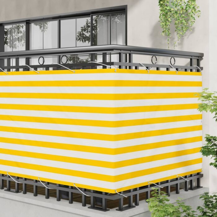 Οθόνη Μπαλκονιού Κίτρινο και Λευκό 120 x 200 cm - Image 3