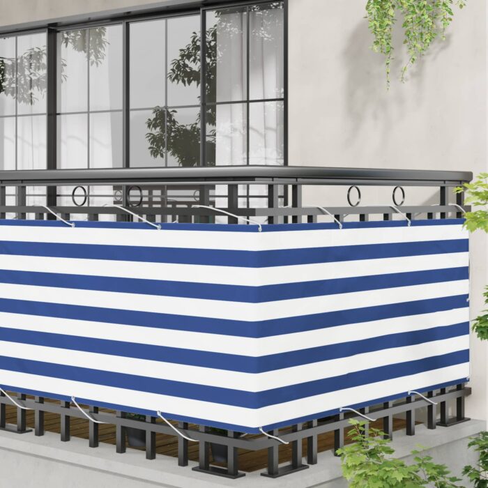 Οθόνη Μπαλκονιού Μπλε και άσπρο 75 x 200 cm - Image 3