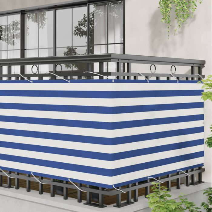Οθόνη Μπαλκονιού Μπλε και άσπρο 100 x 200 cm Ύφασμα Όξφορντ - Image 3