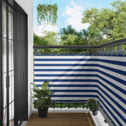 vidaXL Οθόνη Μπαλκονιού Μπλε και άσπρο 110 x 300 cm Ύφασμα Όξφορντ